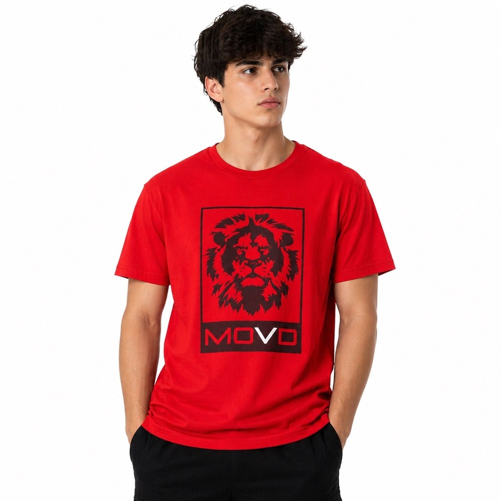 AS Colour MOVD Lion Graphic Red Short Sleeve T-Shirt Mens‎ XL Cotton Blend